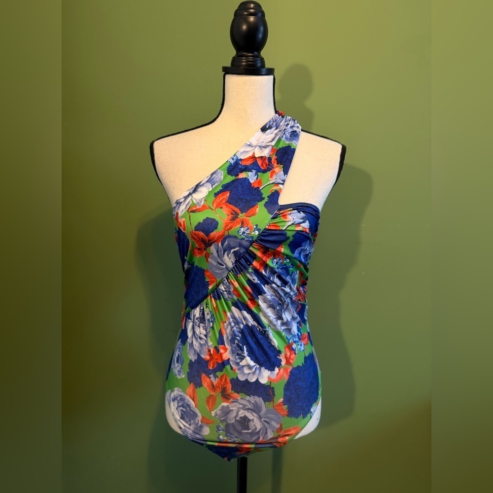 Zara Blue and Green Floral Top